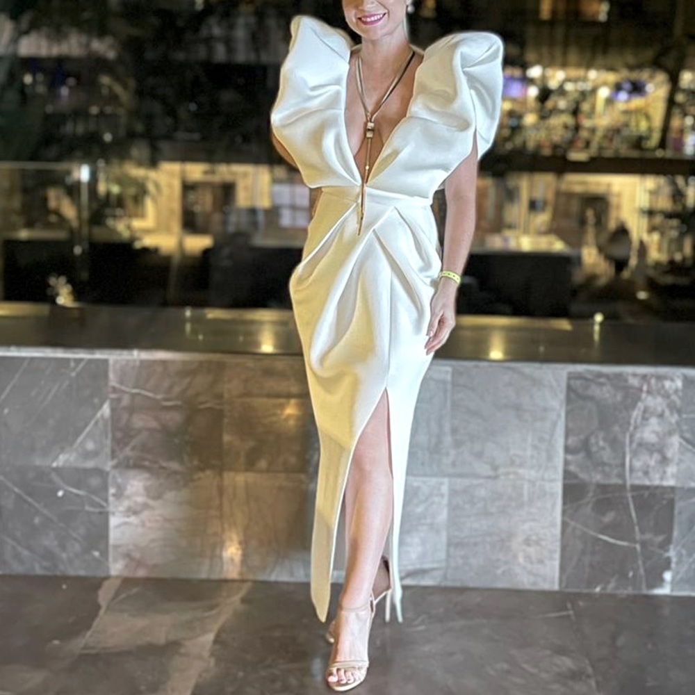 White glam gown dress